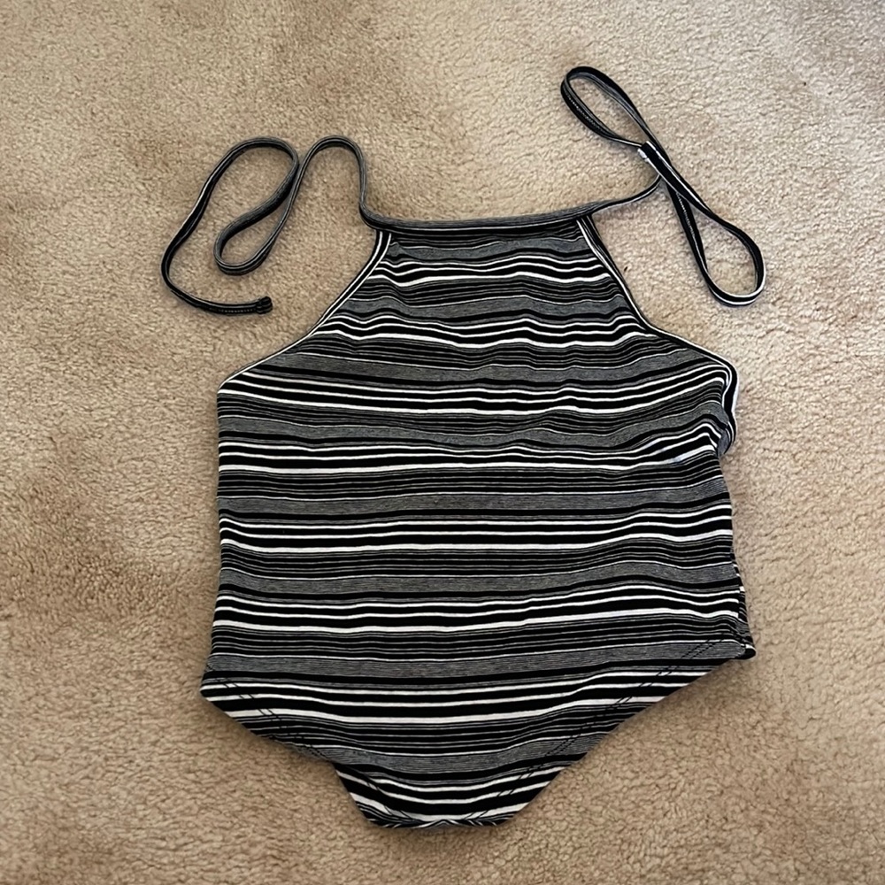 Charlotte Russe Striped Halter Tie Tank